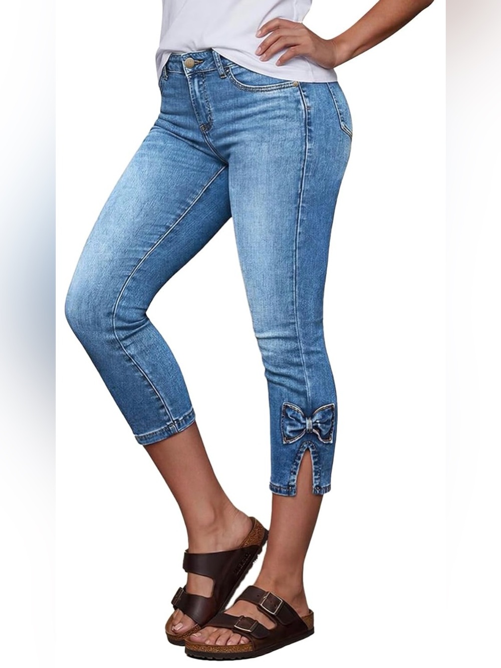 Flamingals Capri Jeans for Women Mid Rise Skinny Denim Capris 2XL PS1-2